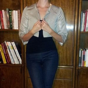 Corey Lynn Calter Shiny Silver Cropped Jacket